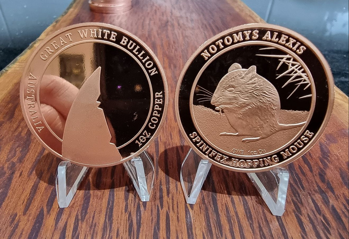 thumbnail image 2 of 1 Troy Oz Copper Coin – Great White Bullion Australian Blue Tongue Lizard 2 of 12