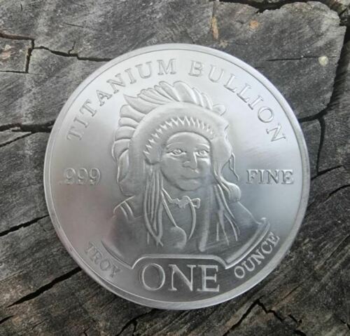 Titanium Coin 1 Troy Ounce - US Buffalo - Titanium Bullion Round 1oz Ti - Great White Bullion