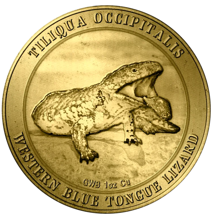 thumbnail image 2 of 1 Troy Oz Copper Coin – Great White Bullion Australian Blue Tongue Lizard 2 of 12