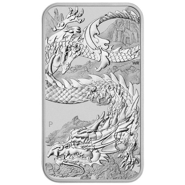 1oz Dragon Bar .9999 Silver Bullion Bar - 2023 The Perth Mint 1 Ounce Dragon - Great White Bullion