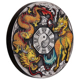 Dragon and Qilin 2022 2oz Silver Antiqued Coloured Coin - 2022 The Perth Mint 2 Ounce - Great White Bullion