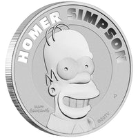 The Simpsons Homer Simpson 1oz .9999 Silver Bullion Coin - 2022 The Perth Mint - Great White Bullion