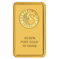 Australian Kangaroo 10g Gold Minted Bar - 99.99% Pure Gold - The Perth Mint - Great White Bullion