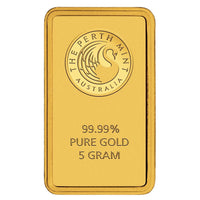 Australian Kangaroo 5g Gold Minted Bar - 99.99% Pure Gold - The Perth Mint - Great White Bullion