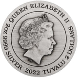 Dragon and Qilin 2022 2oz Silver Antiqued Coloured Coin - 2022 The Perth Mint 2 Ounce - Great White Bullion