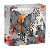 White Tiger 2022 2oz Silver Antiqued Coloured Coin - 2022 The Perth Mint 2 Ounce - Great White Bullion