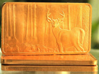 1 Ounce Copper Ingot - Wildlife Series Deer - 1 Troy oz Copper Bullion - Great White Bullion