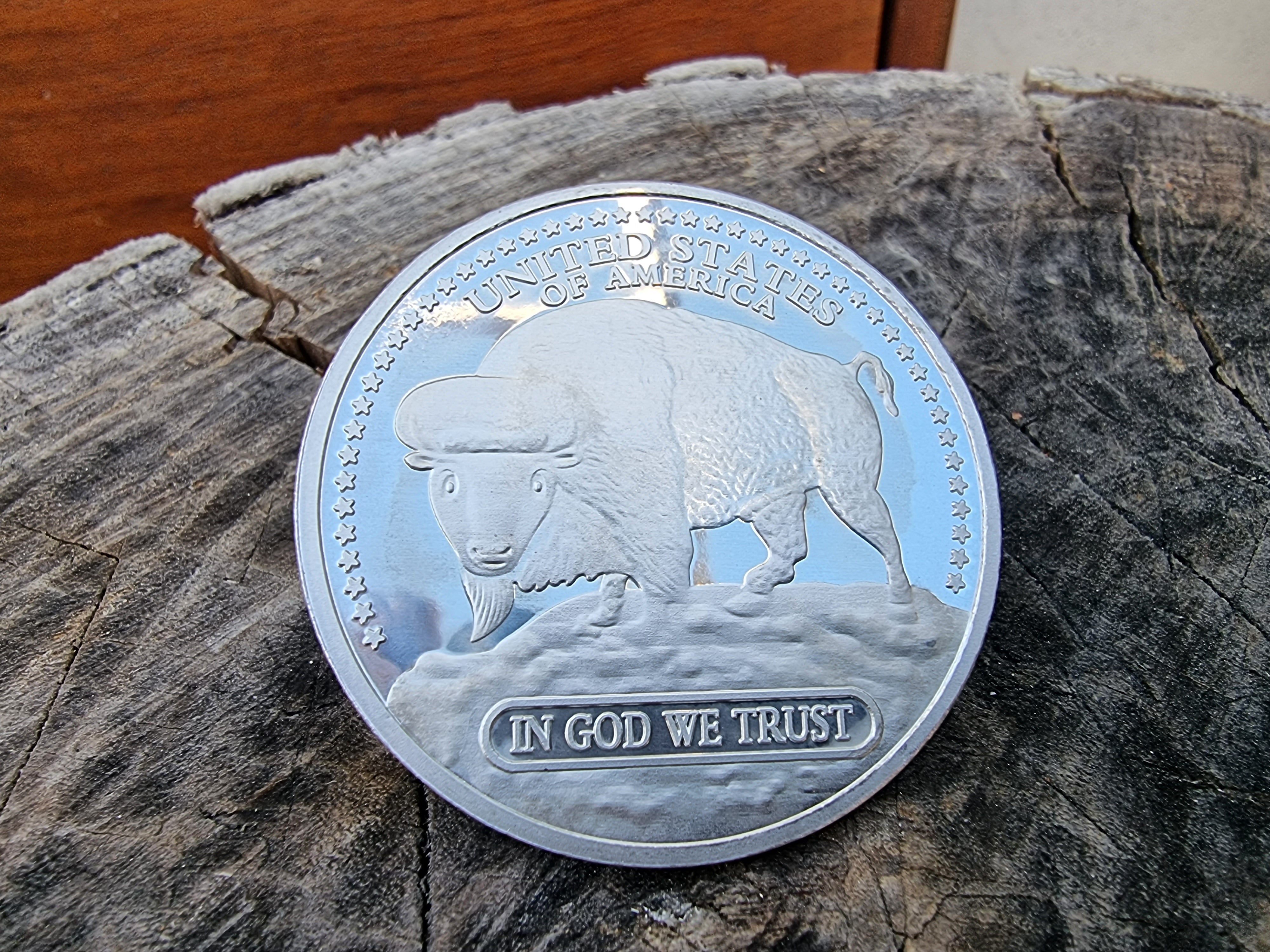 1 Ounce Tin Coin - United States Buffalo - 1 Troy Oz Pure Tin