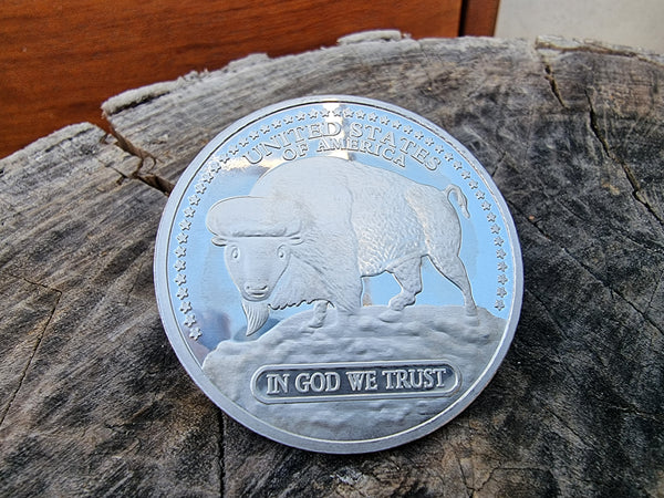 1 Ounce Tin Round - United States Buffalo - 1 Troy oz Coin Sn 999 - Great White Bullion