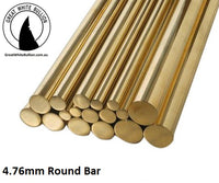 Brass Round Bar - 4.76mm Diameter (3/16") - Up to 1000mm Solid Brass Bar - Great White Bullion