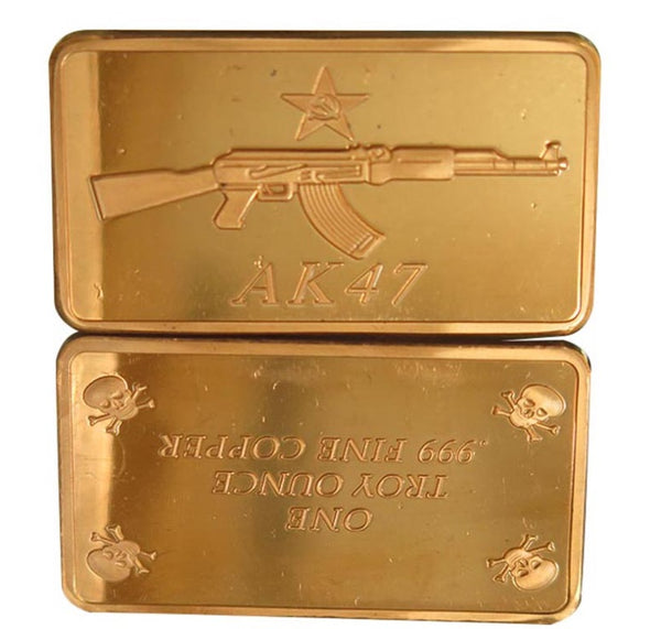 1 Ounce Copper Ingot - AK 47 - 1 Troy oz Copper Bullion - Great White Bullion