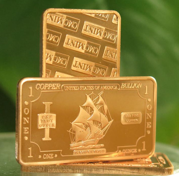 1 Ounce Copper Ingot - Old Ship - 1 Troy oz Copper Bullion - Great White Bullion