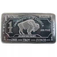 1 Ounce Nickel Ingot - Buffalo Bar - 1 Troy oz Nickel Bullion - Great White Bullion