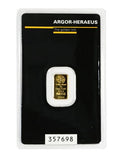 Argor Heraeus 1g Gold Minted Bar - 99.99% Pure Gold - Great White Bullion