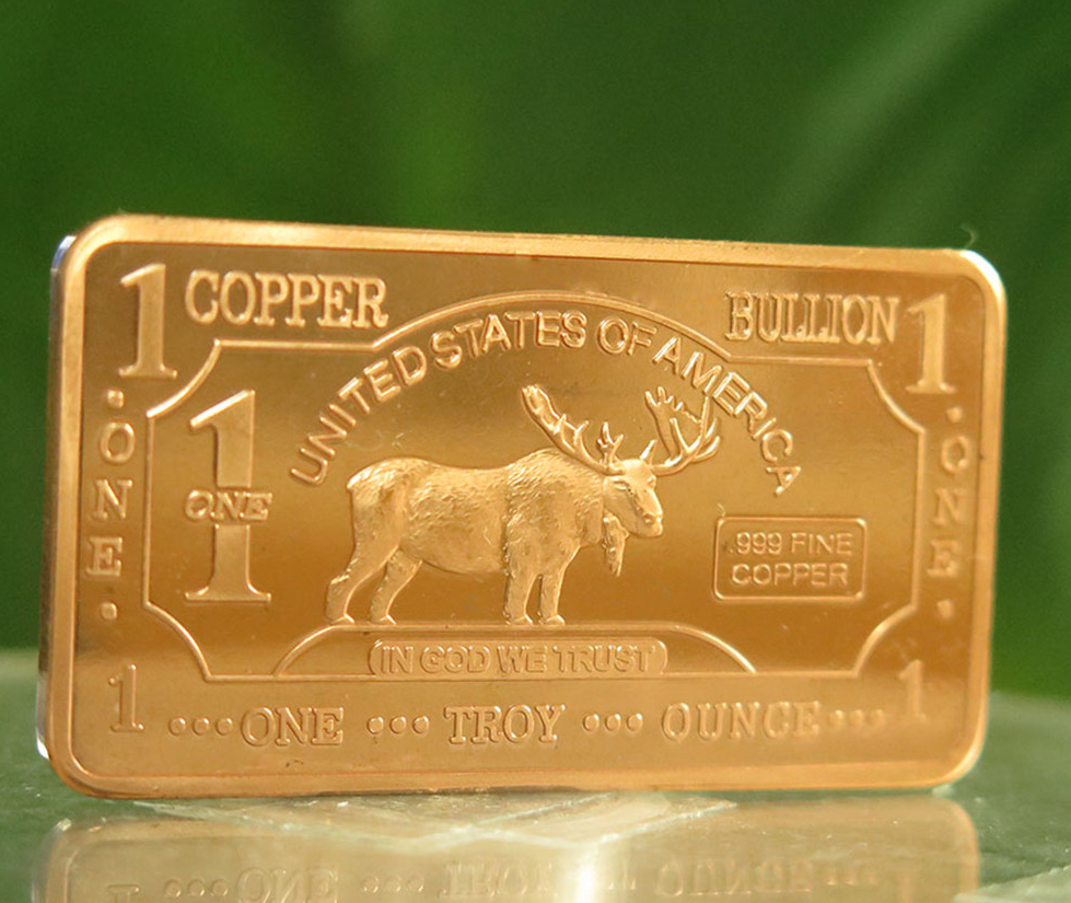1 Ounce Copper Ingot - Wildlife Series Moose - 1 Troy Oz Copper