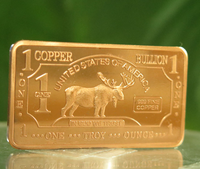 1 Ounce Copper Ingot - Wildlife Series Moose - 1 Troy oz Copper Bullion - Great White Bullion