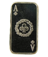 1g Silver Ace of Clubs Bar - 1 Gram .999 Silver Bullion Bar - Perfect Collectable - Great White Bullion