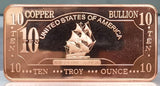 10 Ounce Copper Ingot - Old Ship Bar - 155.5g+ Bullion - Great White Bullion