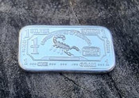 1g Silver Scorpion Bar - 1 Gram .999 Silver Bullion Bar - Perfect Collectable - Great White Bullion