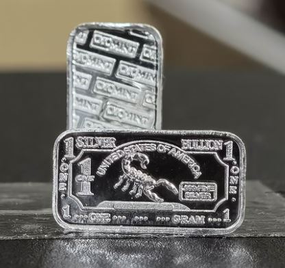 1g Silver Scorpion Bar - 1 Gram .999 Silver Bullion Bar - Perfect Collectable - Great White Bullion