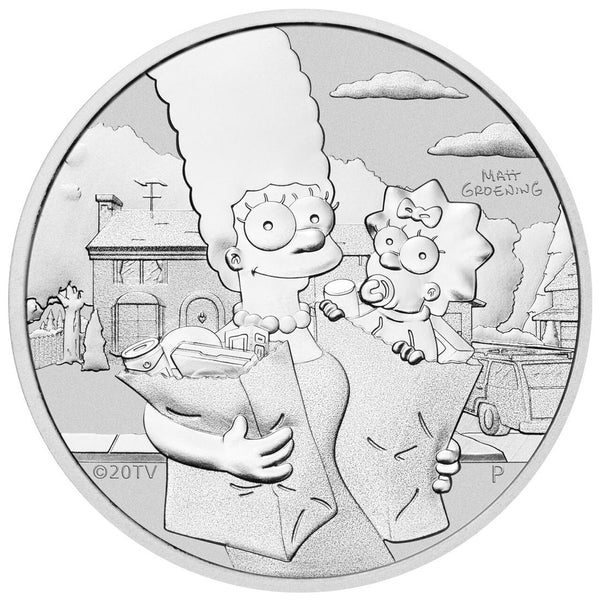 The Simpsons Maggie & Marge 1oz .9999 Silver Bullion Coin - 2021 The Perth Mint - Great White Bullion