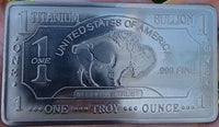 1 Ounce Solid Titanium Ingot - 1oz United States Buffalo - Titanium Bar - Great White Bullion