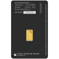 Australian Kangaroo 1g Gold Minted Bar - 99.99% Pure Gold - The Perth Mint - Great White Bullion